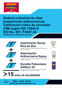 Certificado de clasificación C5M según ISO 12944 de Pinturas Adoral